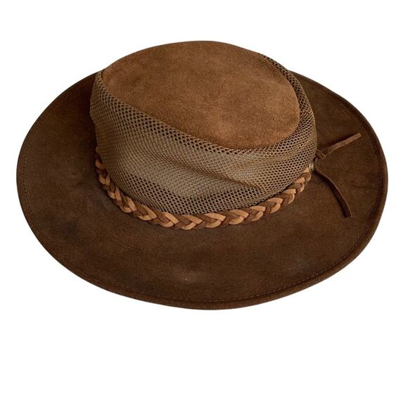 Henschel Brown Suede Mesh Outback Aussie Breezer Hat X Large Crushable/Packable - Picture 4 of 6